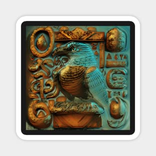 Ancient Egyptian-Inspired Bird and Glyphs Magnet