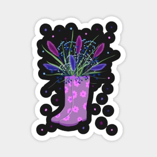 Plant lover, floral autumn garden, boots art, pink art Magnet