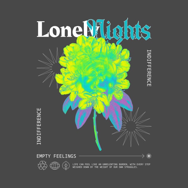 Lonely Nights Sad Sadness Emotions Feelings Wild Flower Floral by Tip Top Tee's