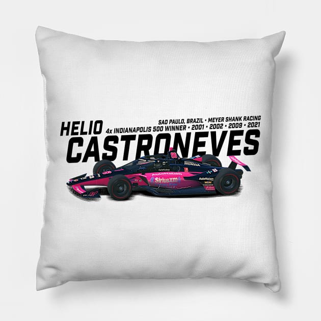 Helio Castroneves 2021 Indy Winner (black) Pillow by Sway Bar Designs