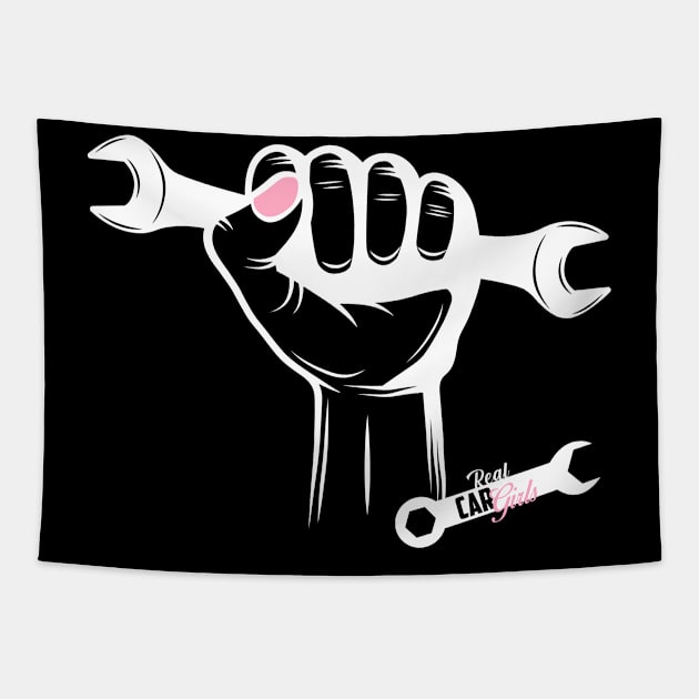 Cargirl hand Tapestry by Real Car Girls