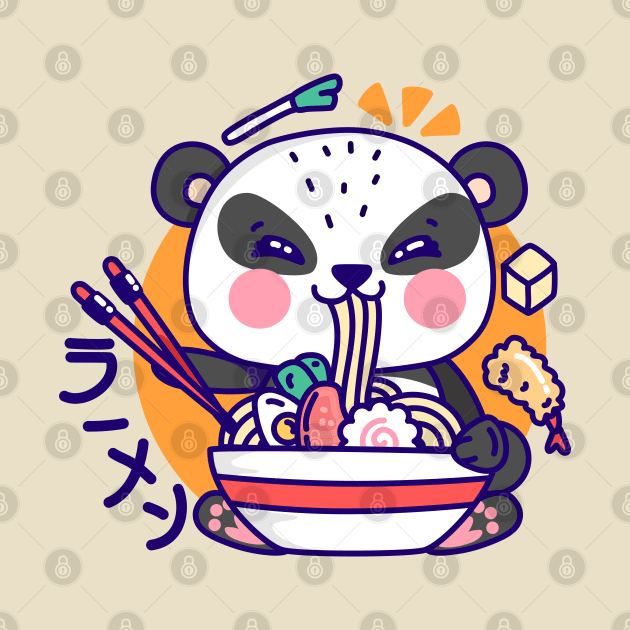 Cute Panda Eat Ramen - Kawaii by Ravensdesign