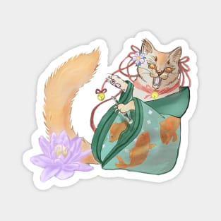 japan cat with kimono Magnet