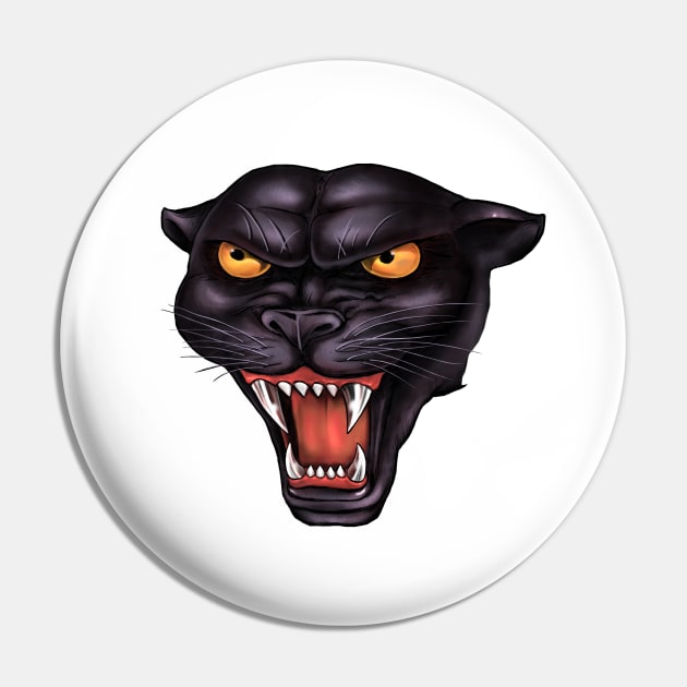 Rowdy Panther Head Pin by PreservedDragons