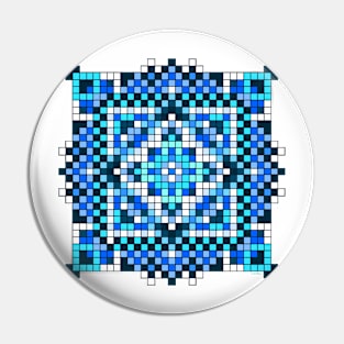 small teal pocket size pixelated mandala Pin