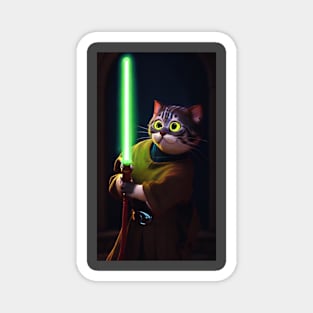 Fun Cat Print ~ AI Art ~ Fantasy Cat ~ Sci-fi Cat ~ Cats with Lightsabers Magnet