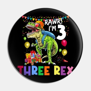 Three Rex Birthday Party Outfit Dinosaur 3 Year Old Boy Pin