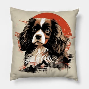 Japanese Spaniel traditional art Pillow