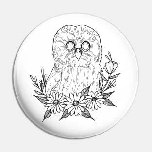 Owl with flowers Pin