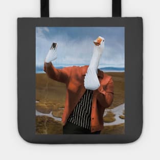 Human Duck Taking A Selfie Oil Painting Tote