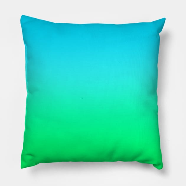 Aqua Blue to Lime Green Gradient Pillow by Whoopsidoodle