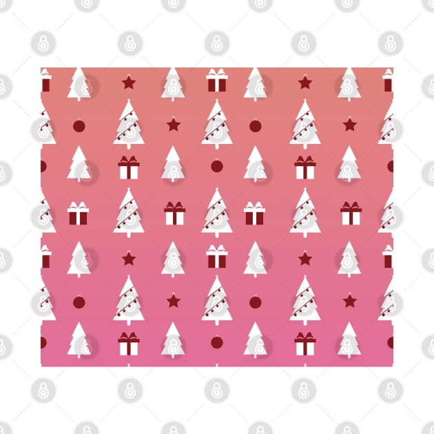 Christmas Pattern with christmas Tree, Star, Pine, Present by Zen Cosmos Official