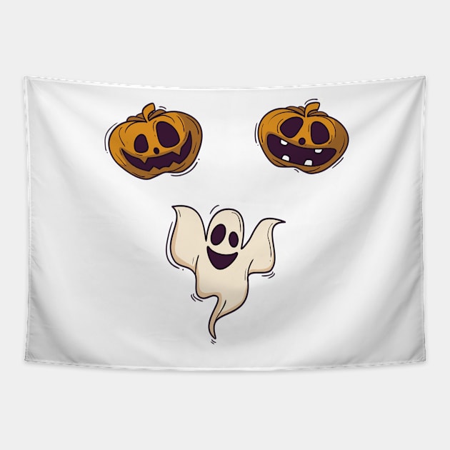 Spooky Halloween, Pumpkin and Ghost Delight Tapestry by Islanr