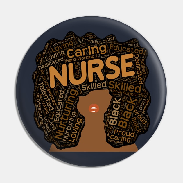 Black Nurse Words in Afro Pin by blackartmattersshop