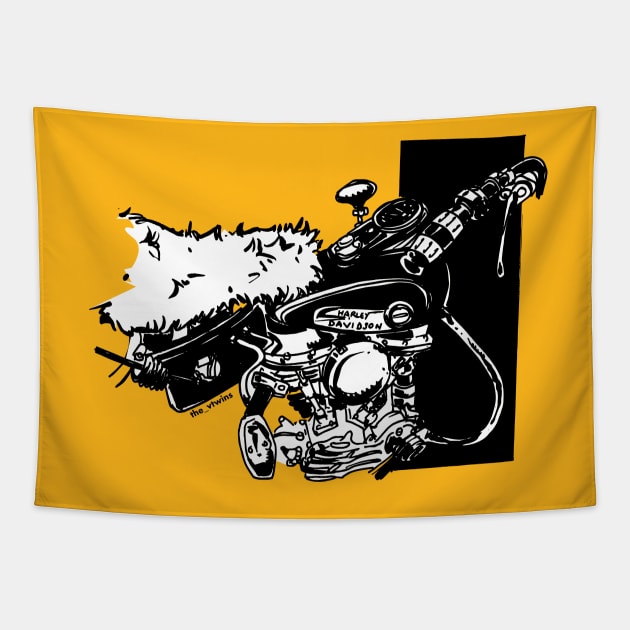 furry panhead Tapestry by the_vtwins