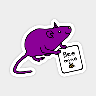 Purple Rat Says Bee Mine this Valentines Day Magnet