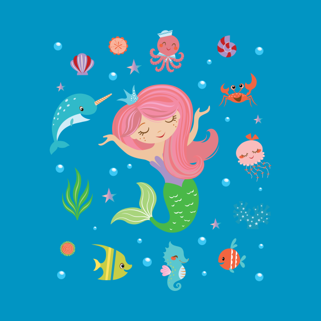 Mermaid & Friends - Mermaid - T-Shirt | TeePublic