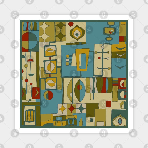 Mid Century Modern All Over Print Magnet by Slightly Unhinged