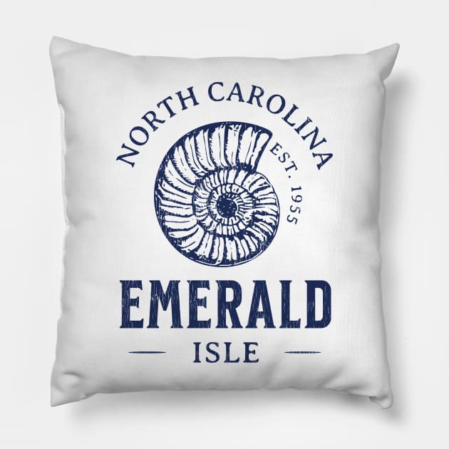 Emerald Isle, NC Summertime Vacationing Seashell Pillow by Contentarama