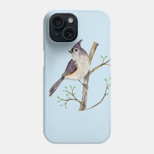 Tufted titmouse watercolor Phone Case