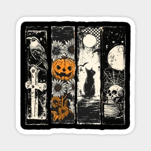 Black and White Vintage Halloween Retro Gothic Spooky Art Magnet