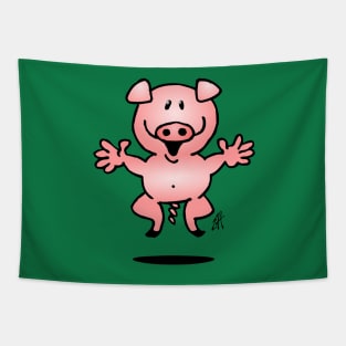 Jumping pig Tapestry