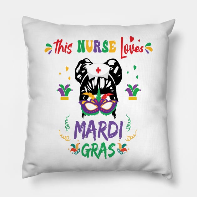 This Nurse Loves Mardi Gras Pillow by Salahboulehoual