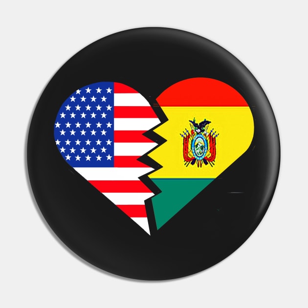 Bolivia T-Shirt Spanish Teacher USA Flag Heart Pin by hispanicworld