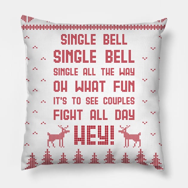 Single Bell, Christmas Ugly Sweater for Singles Pillow by PugSwagClothing