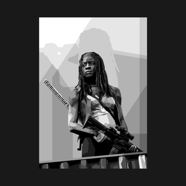 Michonne WPAP Pop art in Black white Colour by godansz