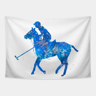 Polo rider blue art Tapestry