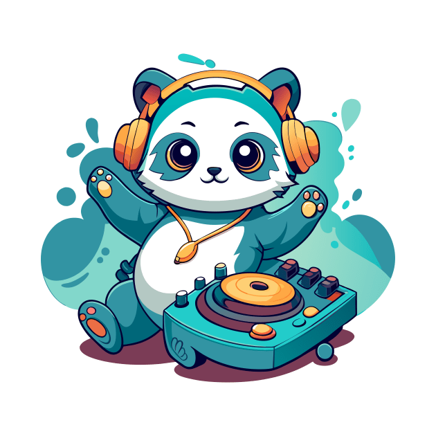 cute panda playing dj music by Shapwac12