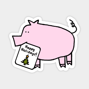 Cute Christmas Pig says Happy Holidays Magnet