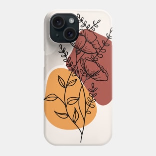 Boho minimal abstract line draw wild flowers Phone Case