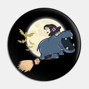 Hippo Ride Witch Shotgun Hippo Halloween Pin