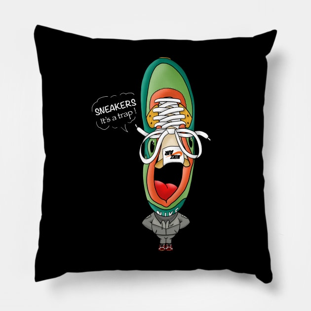 Sneakerhead Dark Pillow by WkDesign