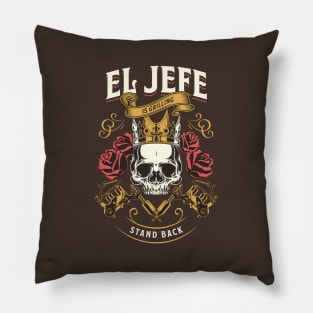 El Jefe is Grilling Stand Back Funny Mexican Dad Playera Pillow