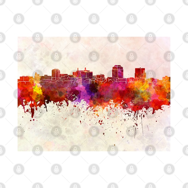 Colorado Springs skyline in watercolor background by PaulrommerArt