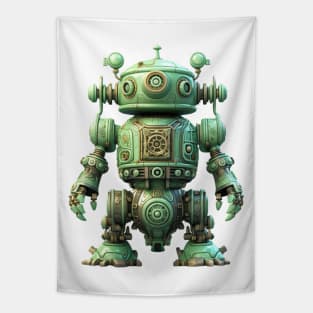 Steampunk Green Robot #6 Tapestry