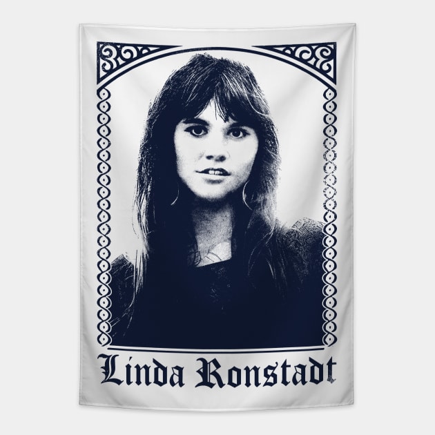 Linda Ronstadt / Faded Retro 1970s Style Fan Design Tapestry by DankFutura