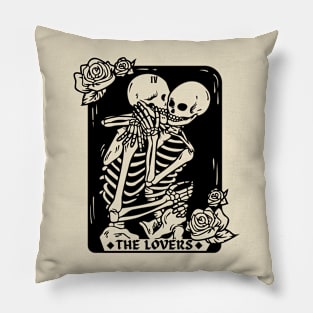 The Lovers Tarot Card Skeletons Pillow