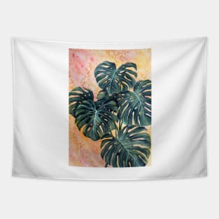 Monstera Deliciosa Abstract Painting Tapestry