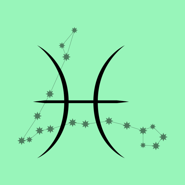 Pisces - Zodiac Sign Symbol and Constellation by Red Fody