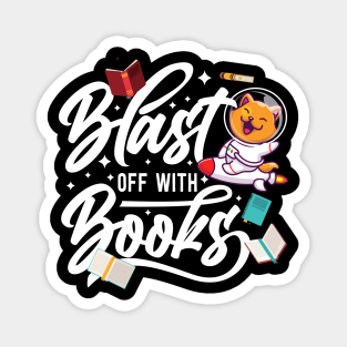 Blast off With Books Magnet