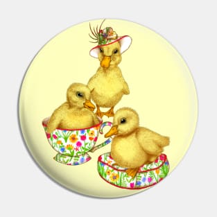 Posh Yellow Ducklings Pin