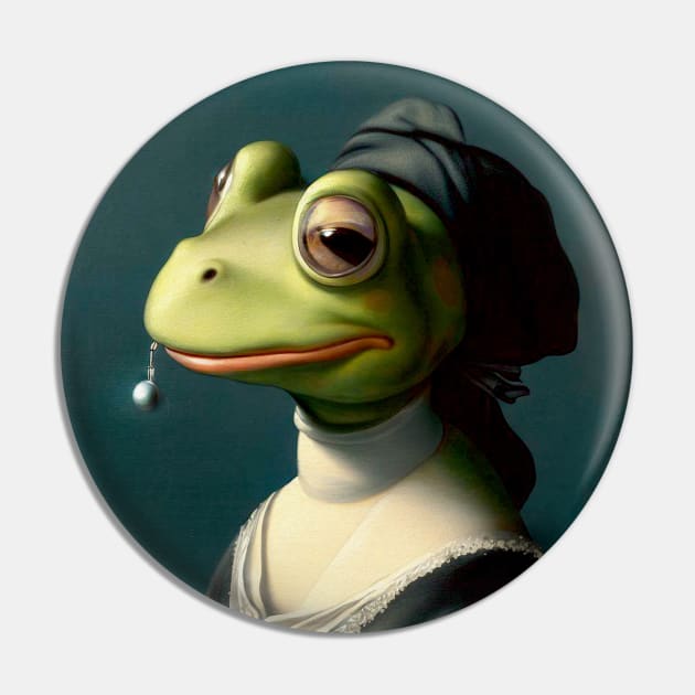 Frog eating a Pearl Earing Pin by Merlyn Morris