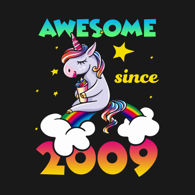 Cute Awesome Unicorn Since 2009 Rainbow Gift by saugiohoc994