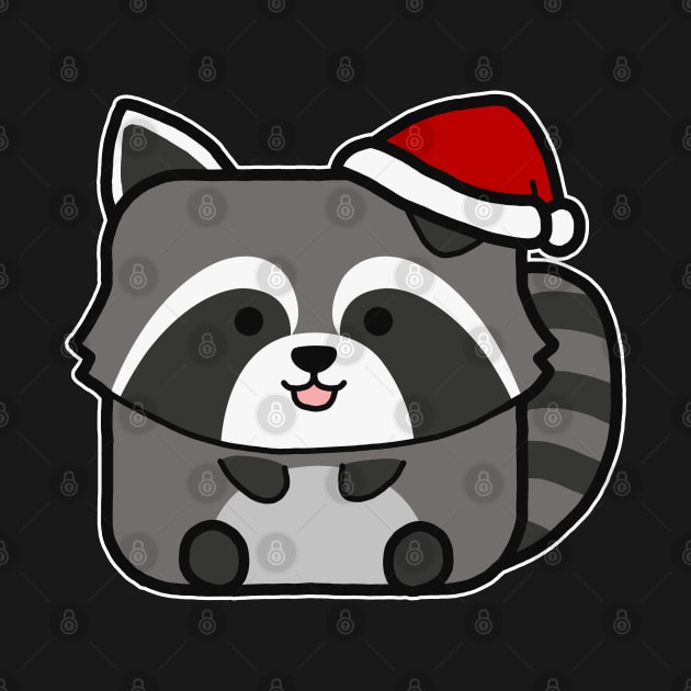 Funny Square Raccoon Christmas by Luna Illustration