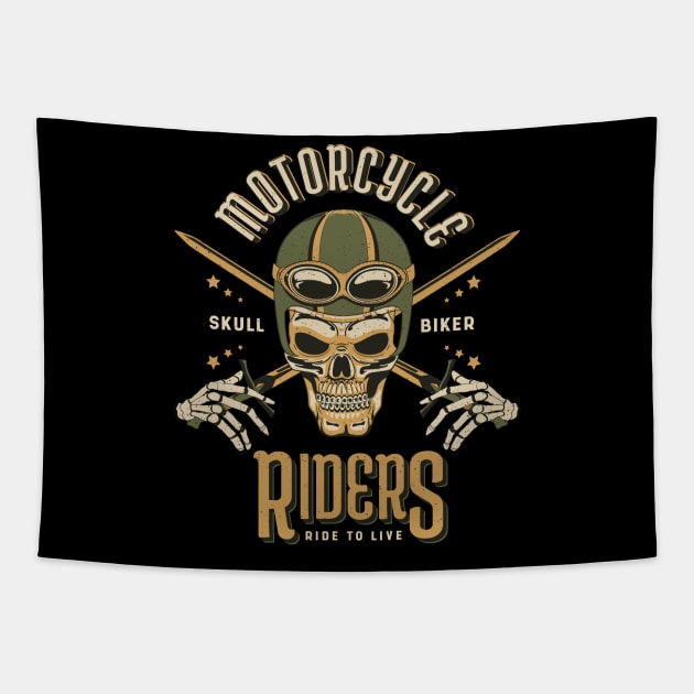 Biker, Motorcycle Rider Tapestry by LR_Collections