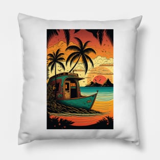 Escape to Fiji's Coral Reef Beach Cabanas Pillow